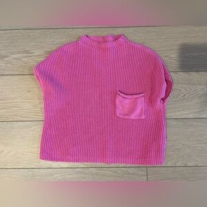 Zenana mock neck short sleeved sweater pink size small